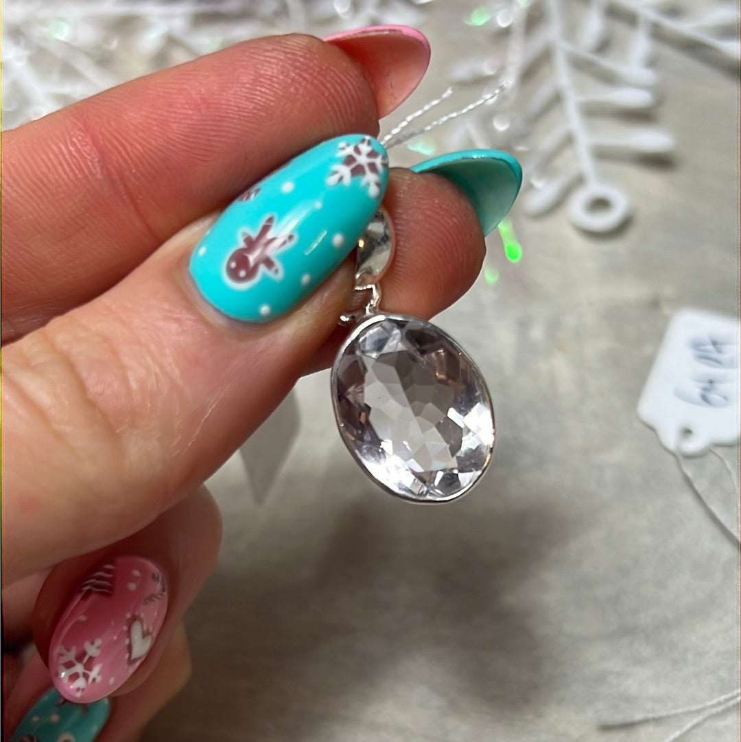 Pink Amethyst - Facet 925 Sterling Silver Pendant