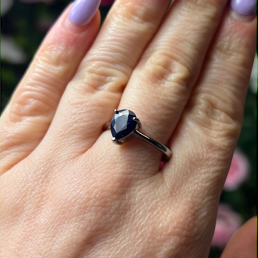 Sapphire AA GRADE 925 Sterling Silver Ring - Size Q