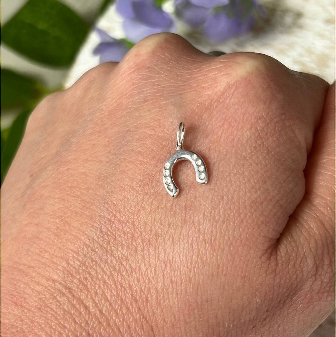 Good Luck Horseshoe 925 Sterling Silver Pendant Charm