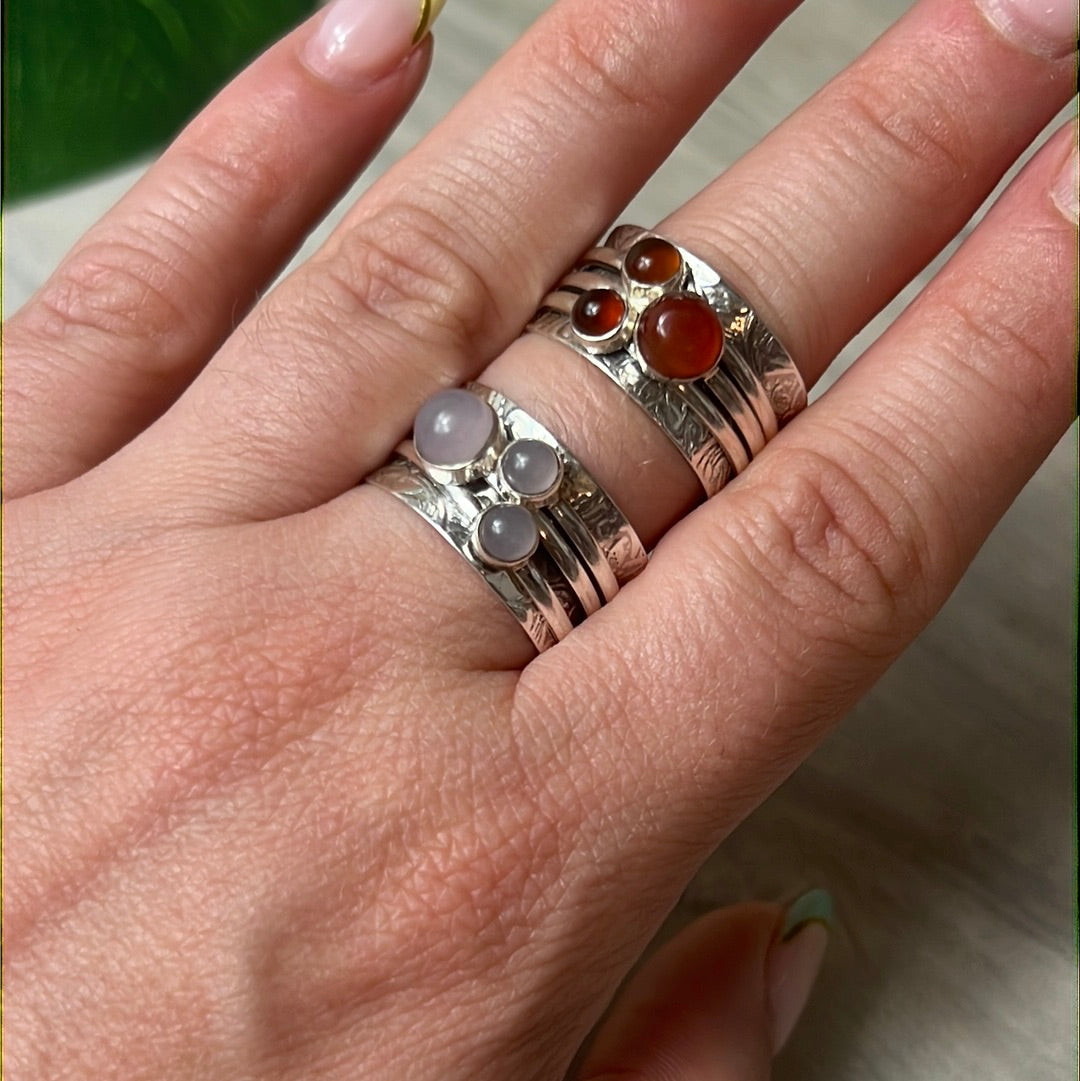 Trio Fidget Spinner Ring - Sterling Silver 925 Size P 1/2