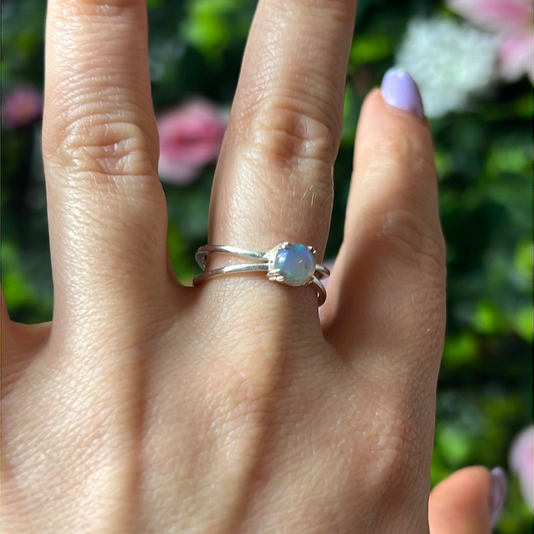 Ethiopian Opal 925 Sterling Silver Ring - Size P