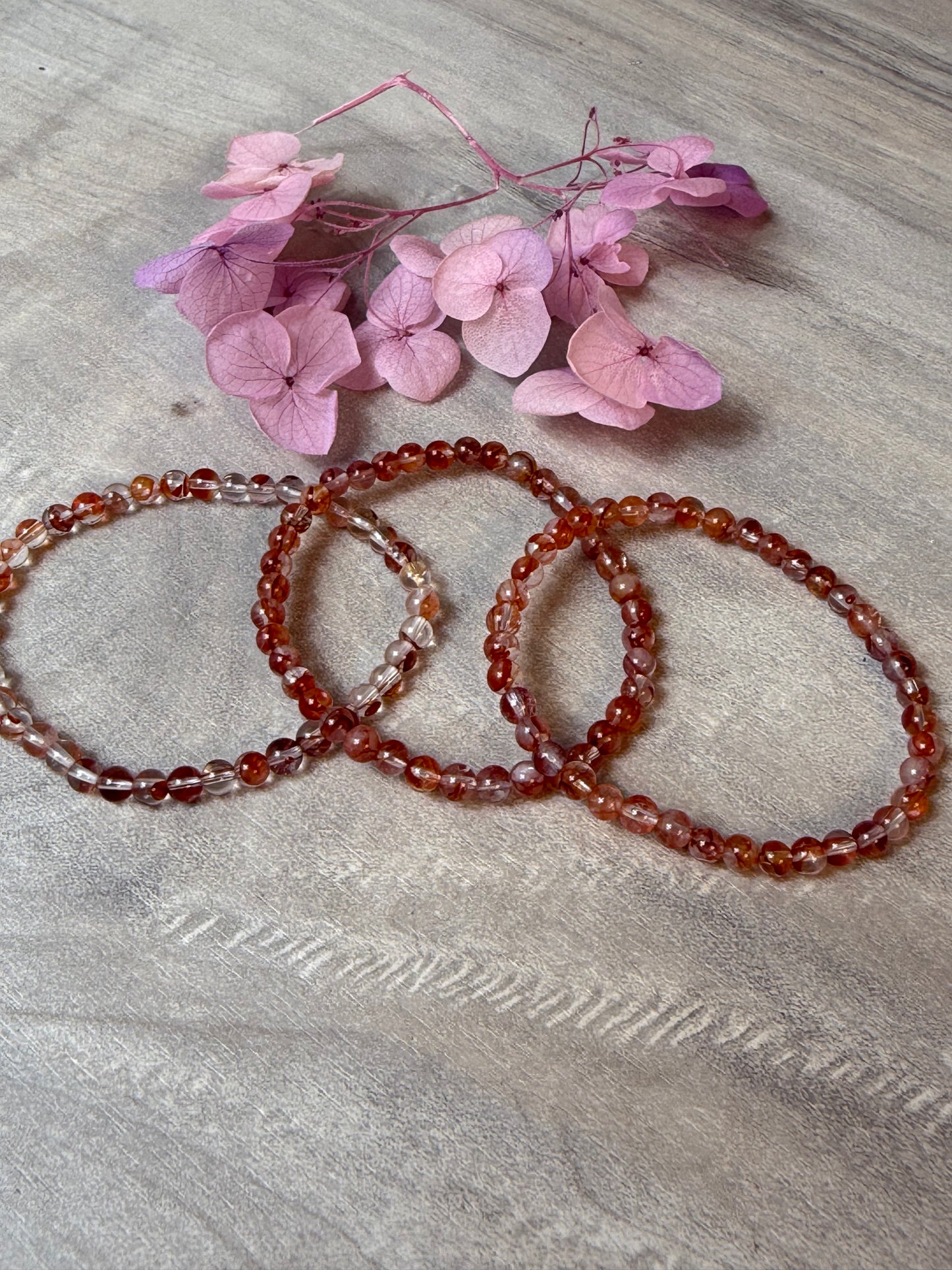 Fire Quartz 4mm Bead Bracelet