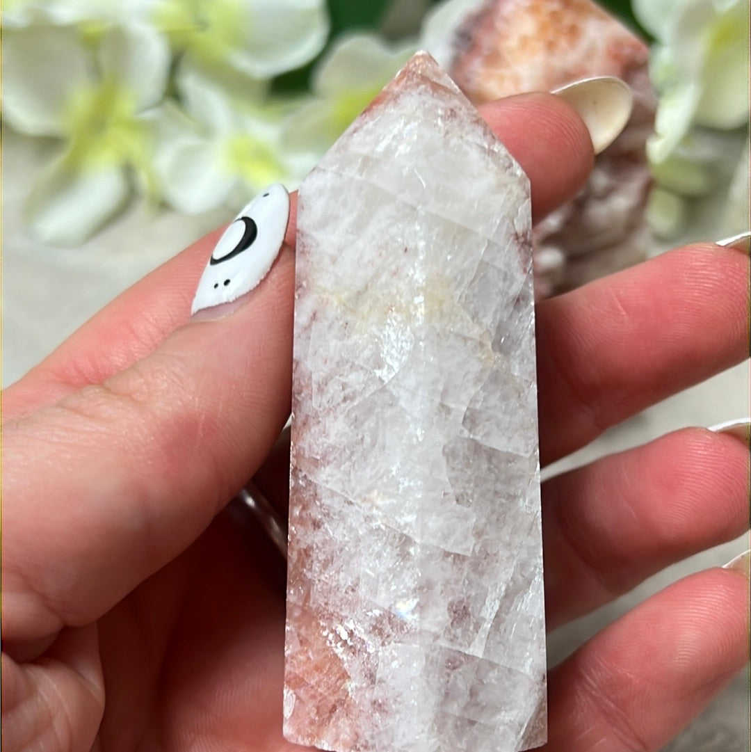 Sunstone, Orchid & Orange Calcite Druzy Tower Points