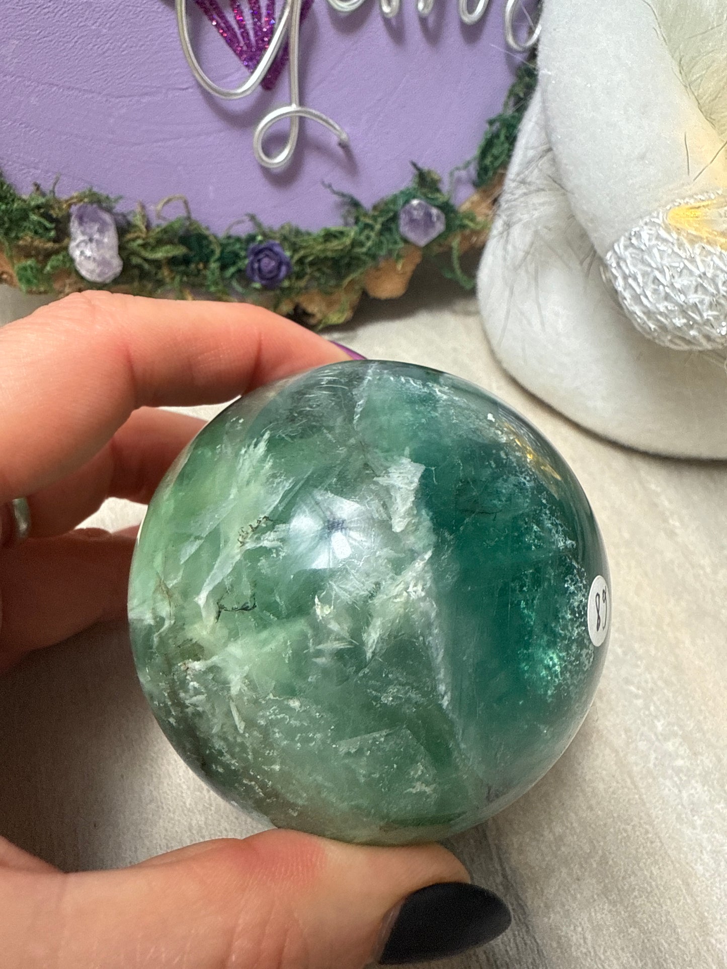 Feather Snowflake Fluorite Sphere