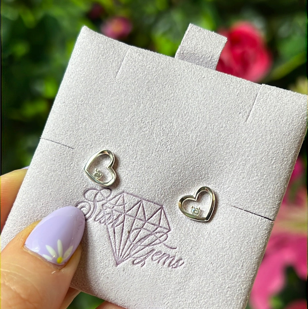 Bling Heart 925 Sterling Studs Earrings