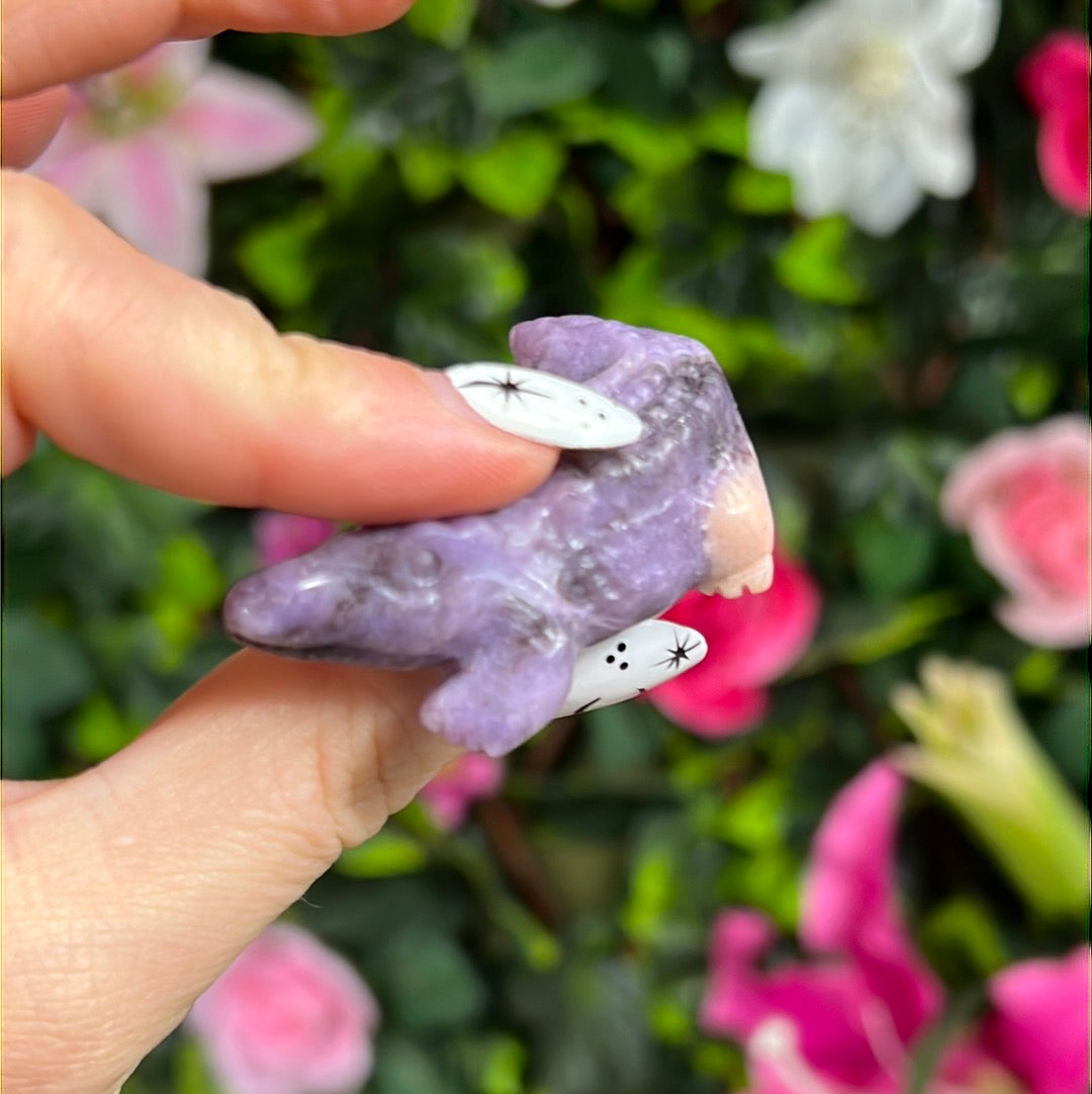 Lepidolite & Stillbite Crocodile