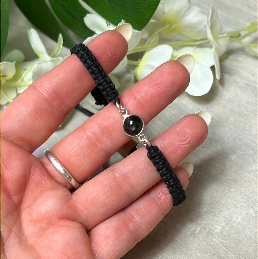 Black Star Sapphire Sterling 925 Adjustable Bracelet