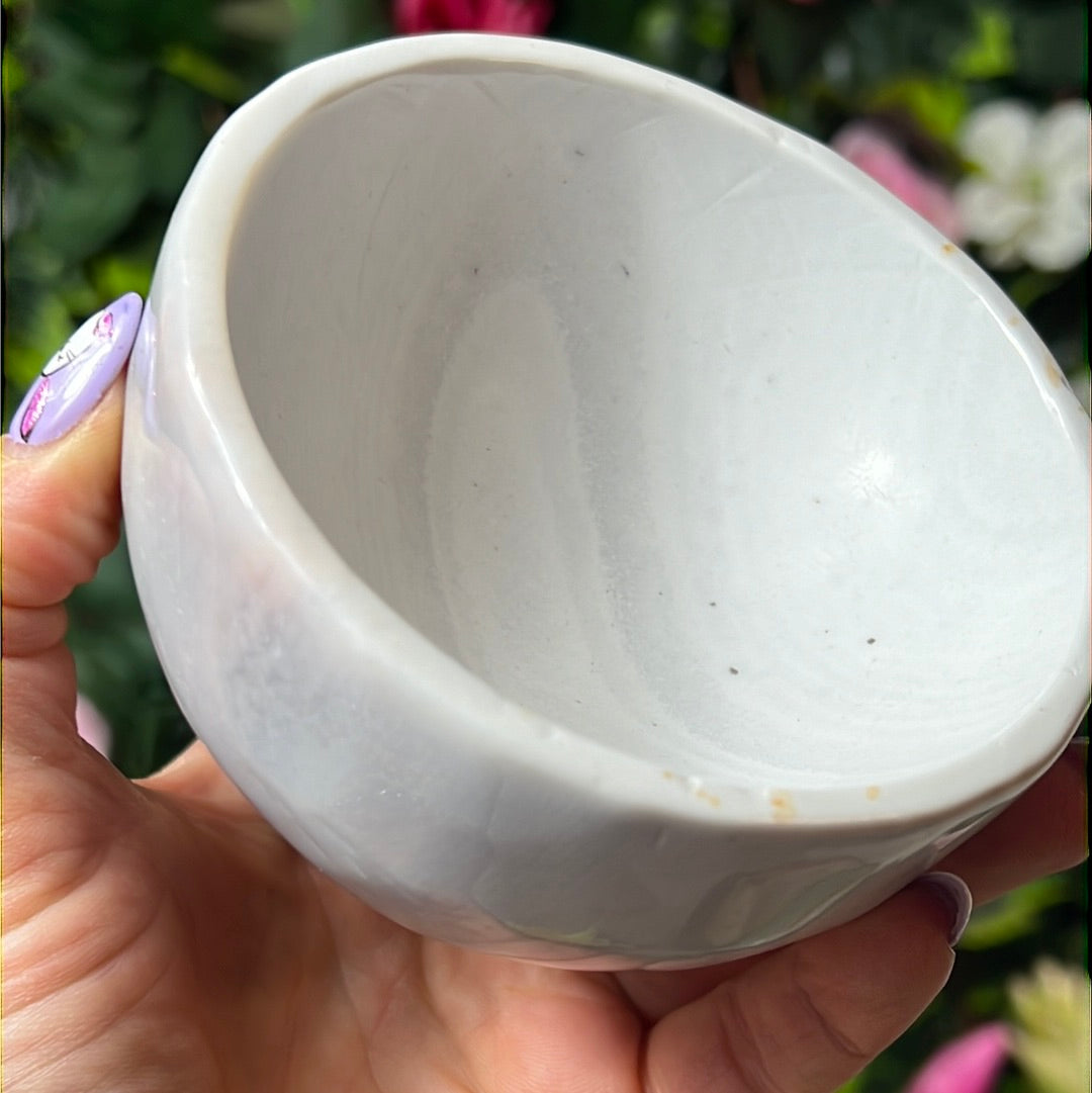 Handcarved White Banded Agate Charging Dish Bowl Plate
