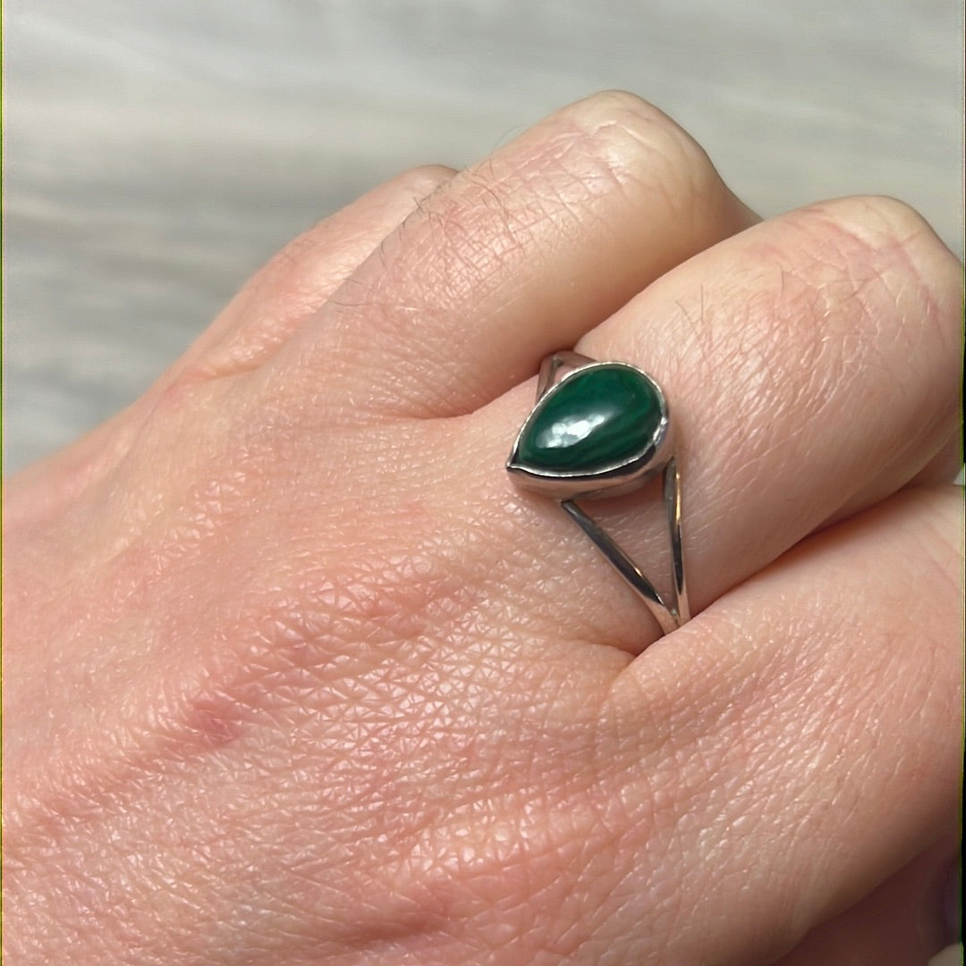 Malachite 925 Sterling Silver Ring -  Size Z + 1 1/2