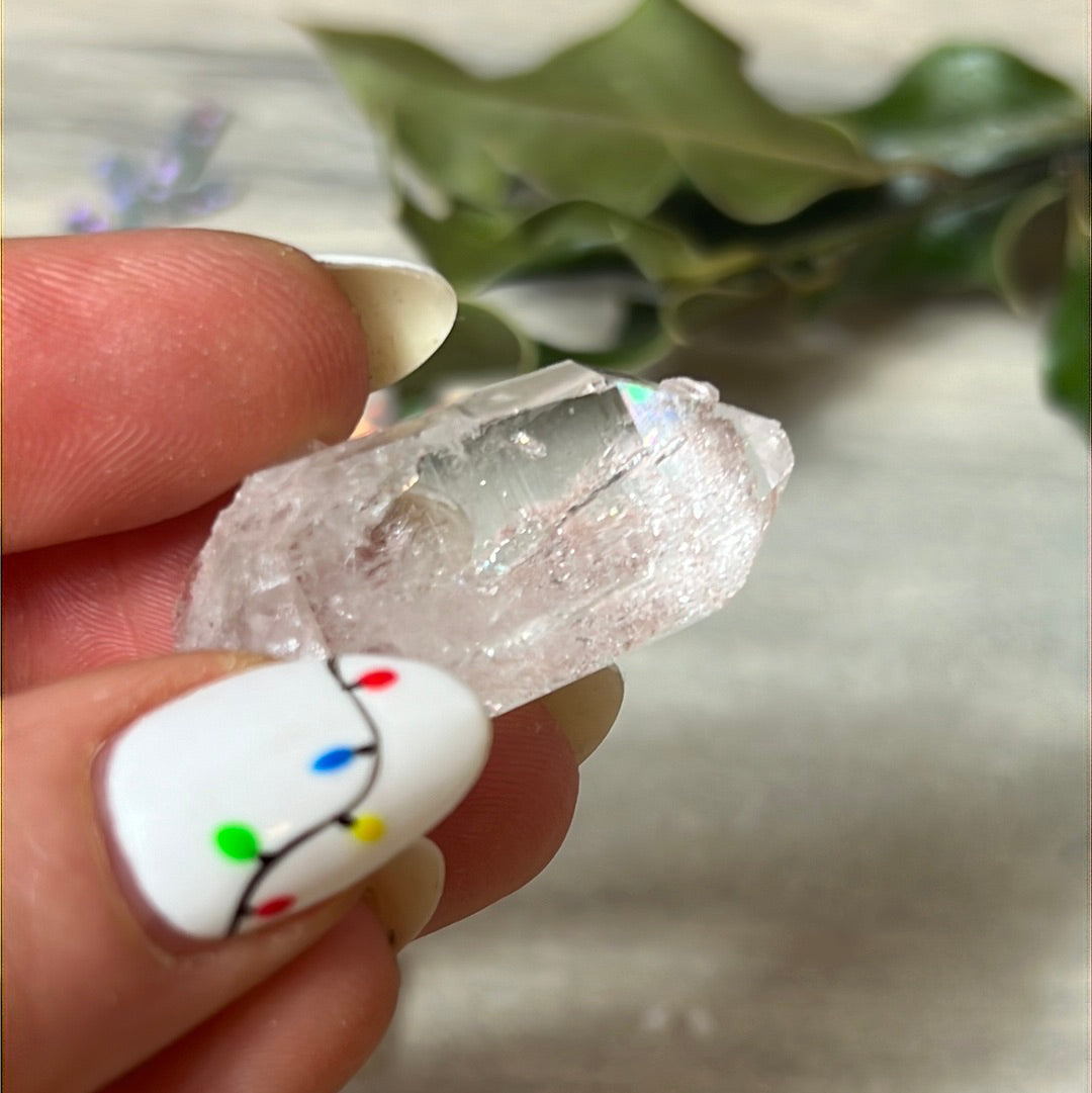 Pink lithium quartz specimen