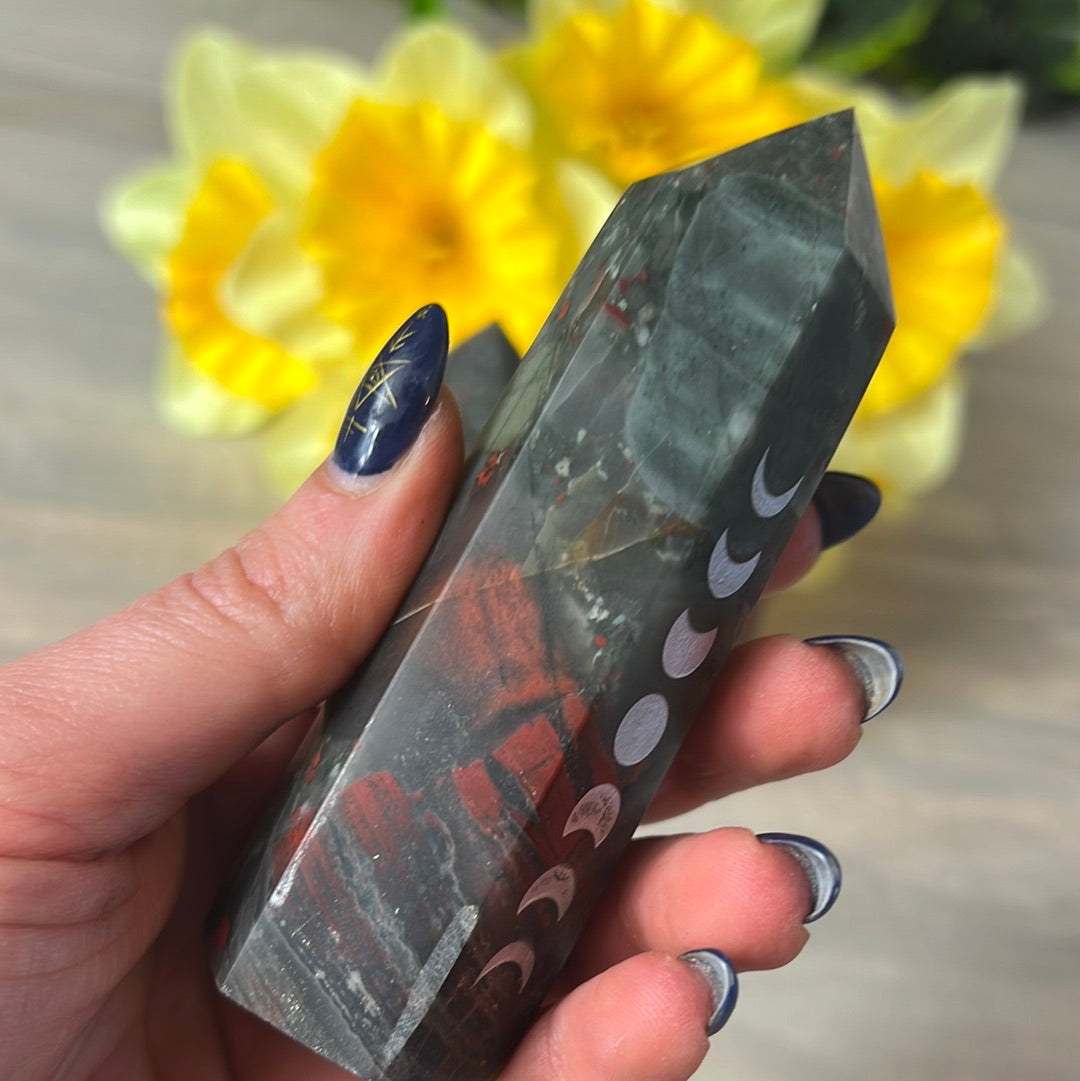 African Bloodstone Moon Phase Lunar Point Tower
