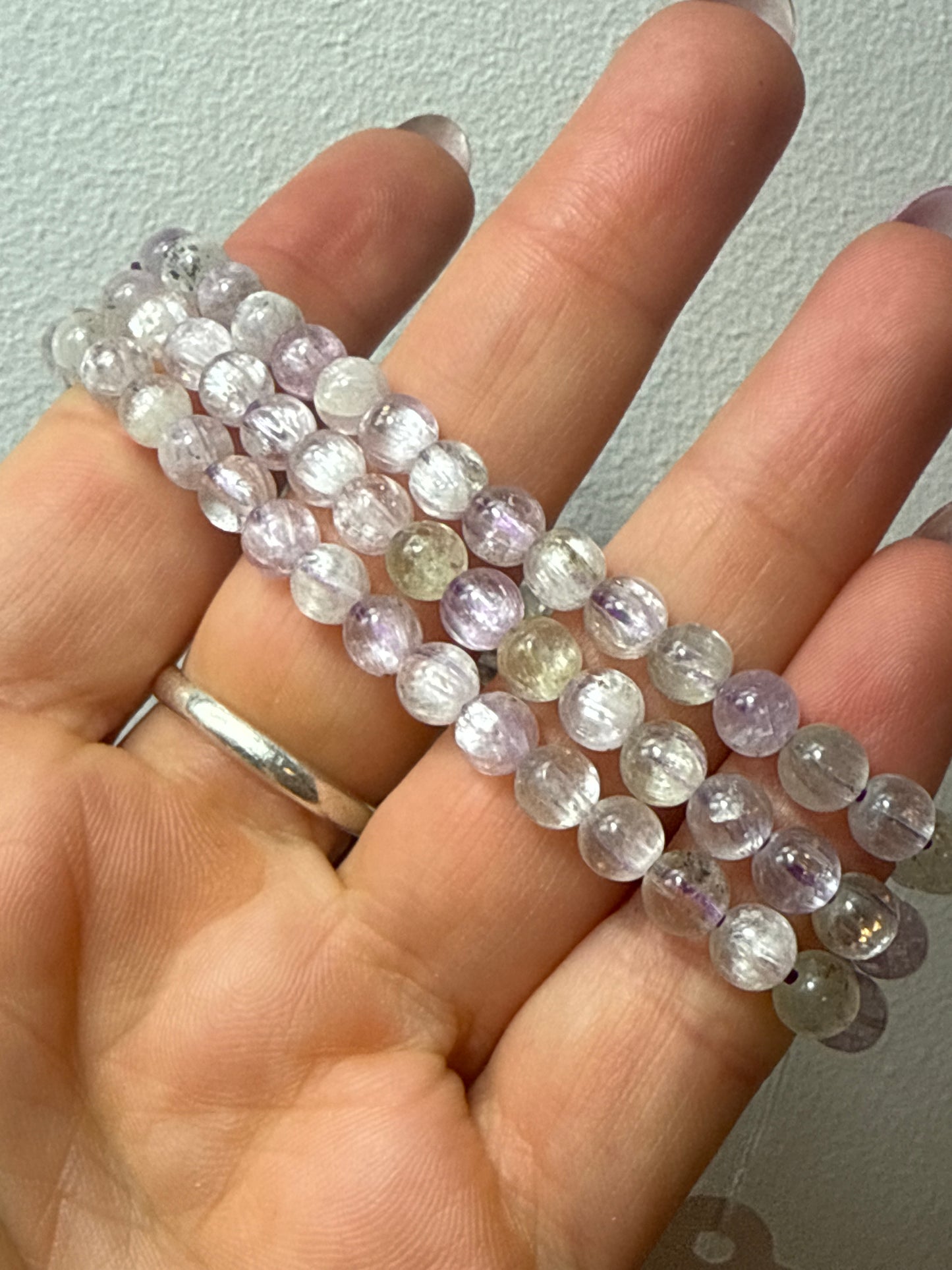 Kunzite Trio Wrap Bead Bracelet / Necklace