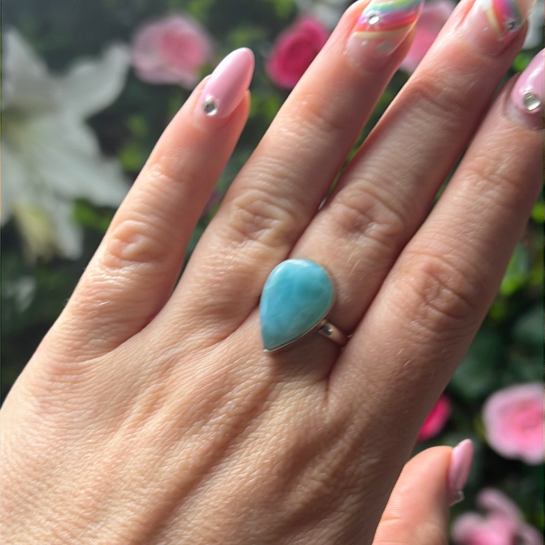 Larimar 925 Silver Ring - Size L 1/2 - M