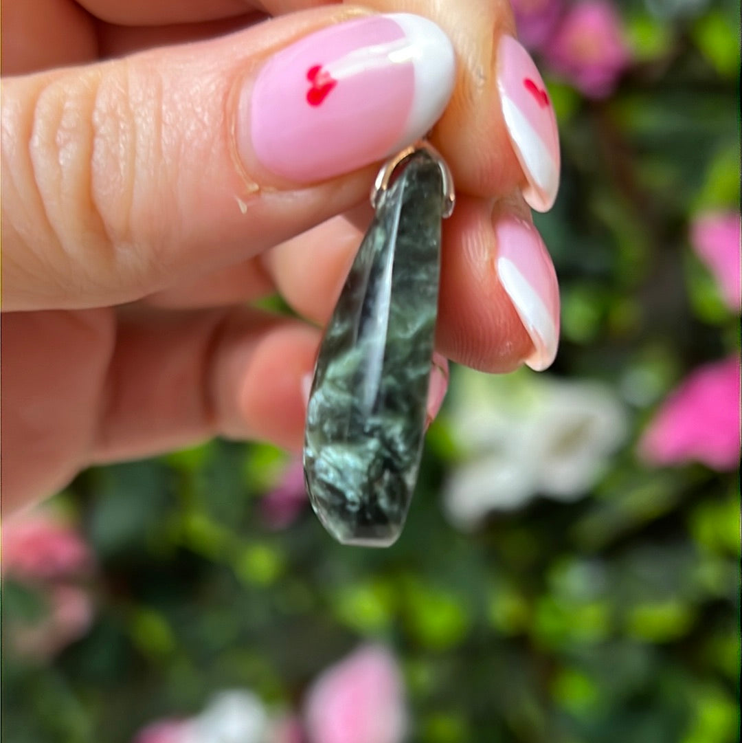 Seraphinite Pendant 925 Sterliing Silver