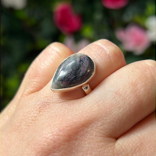 Namibian Tourmaline 925 Silver Ring - L 1/2