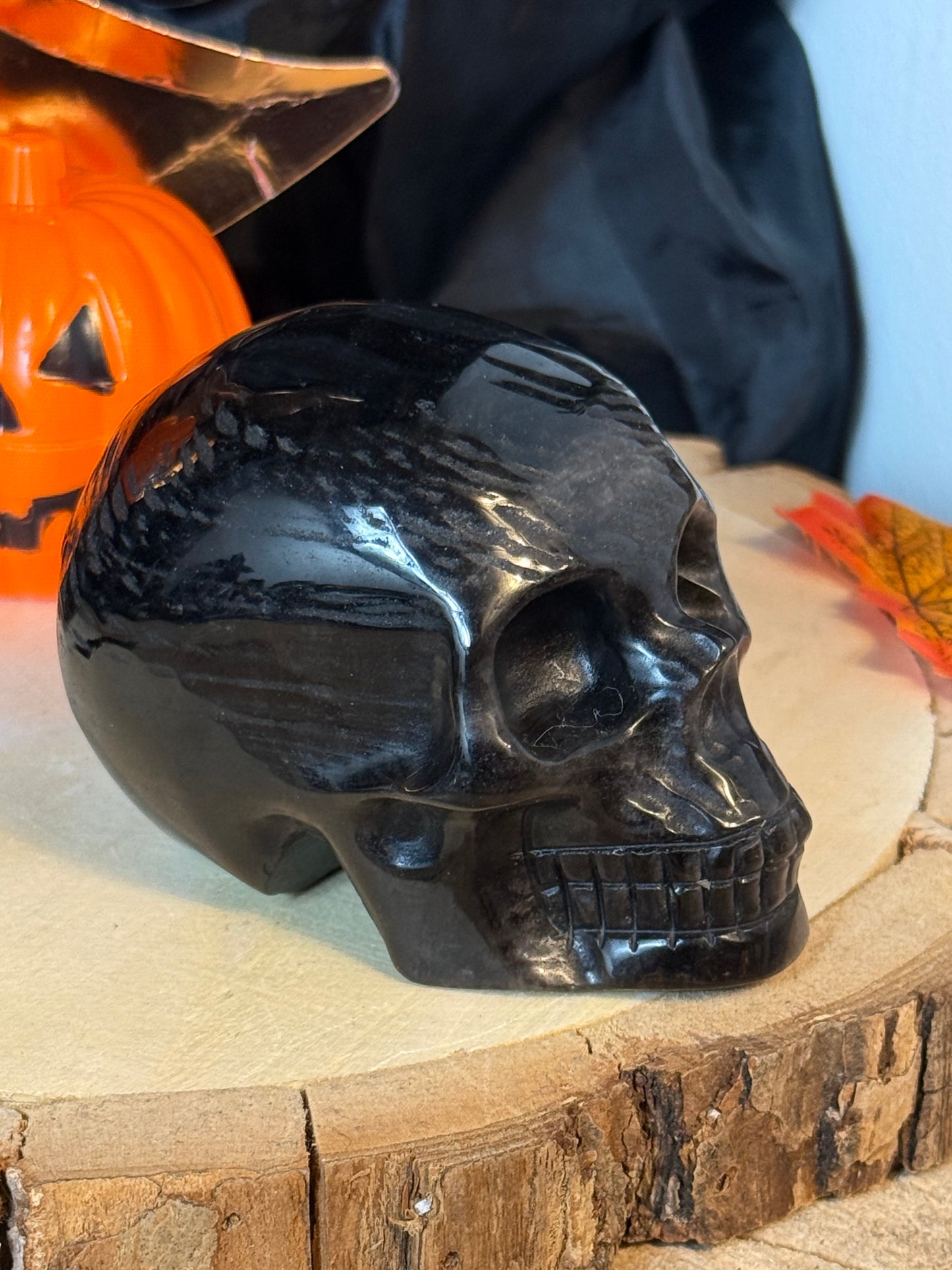 Silver Obsidian Skull