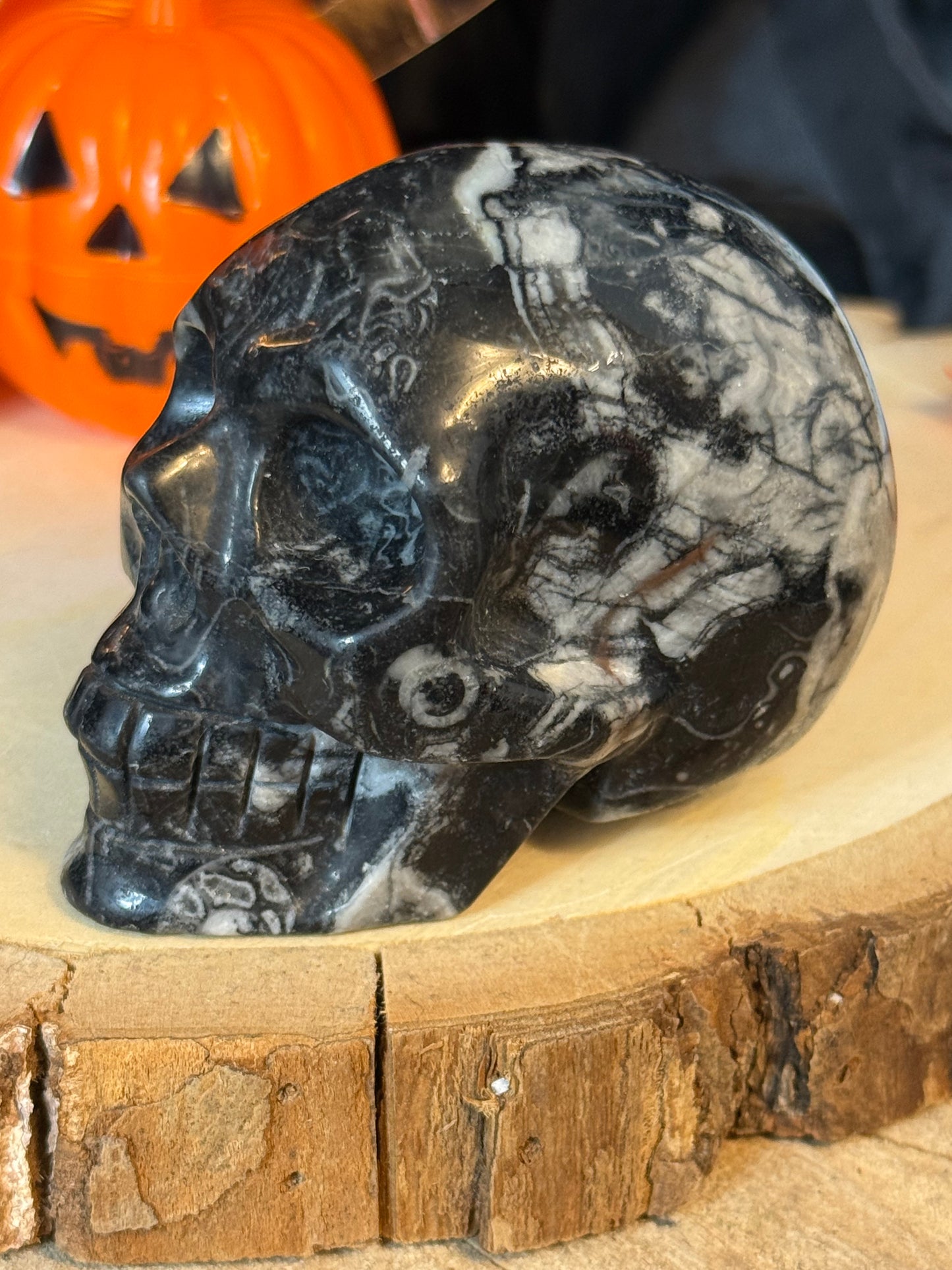 Black Shell Stone Skull