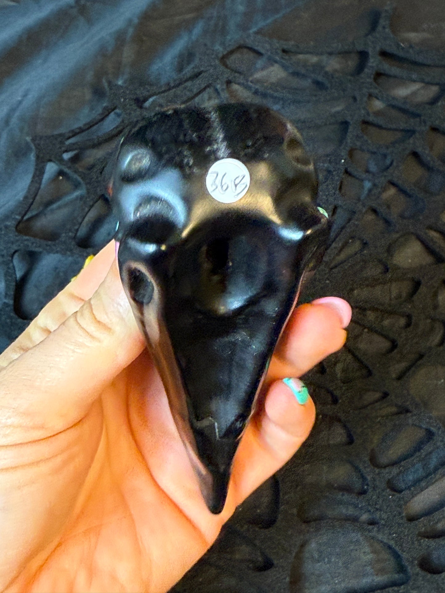 Large Obsidian Raven Crow Skull