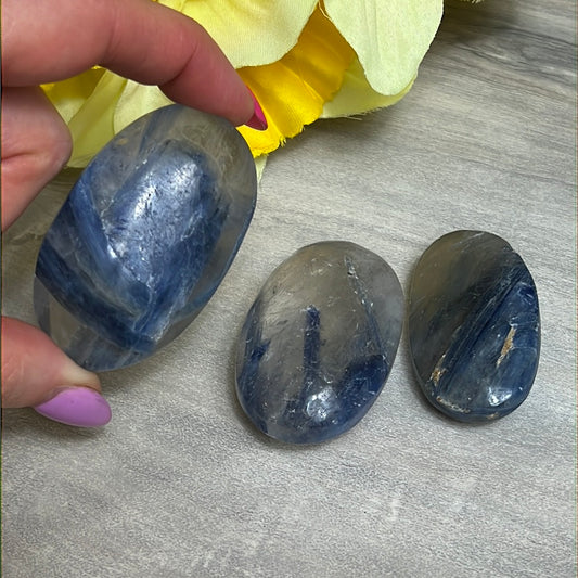 Kyanite in Clear Quartz Palm - rare find