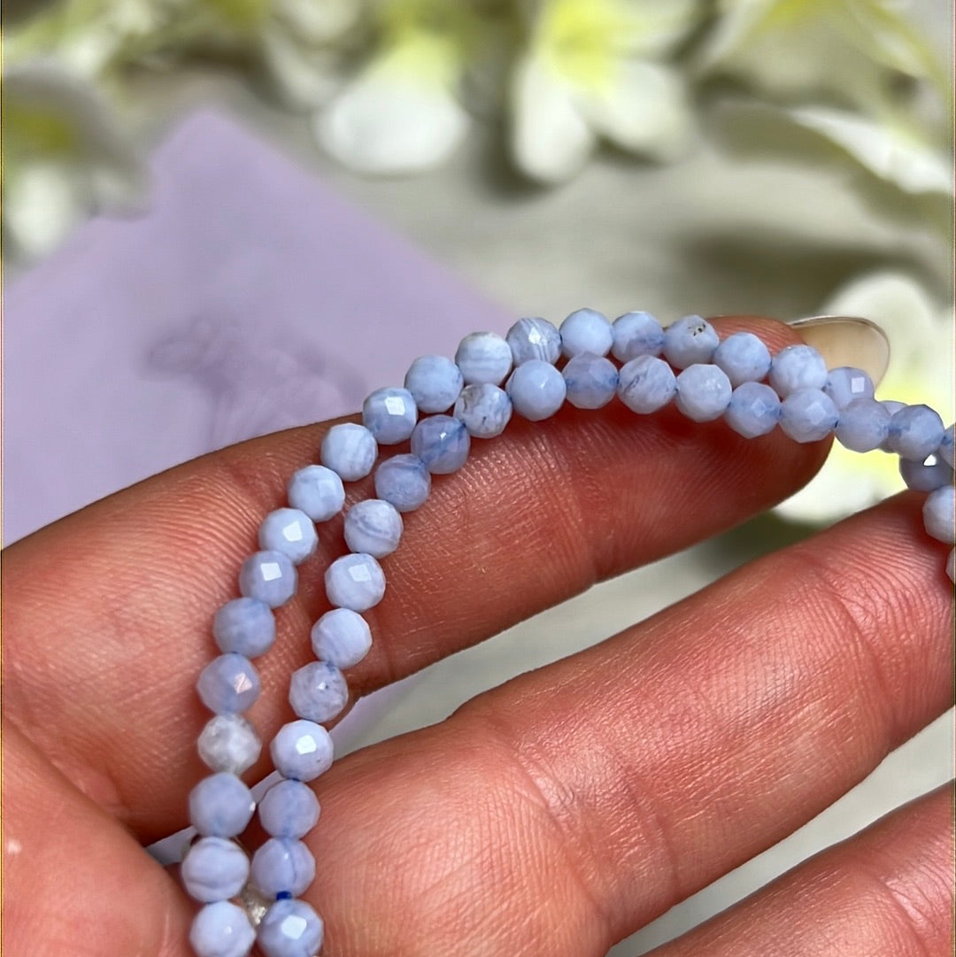 Blue Lace Agate Facet Bracelet - 3mm