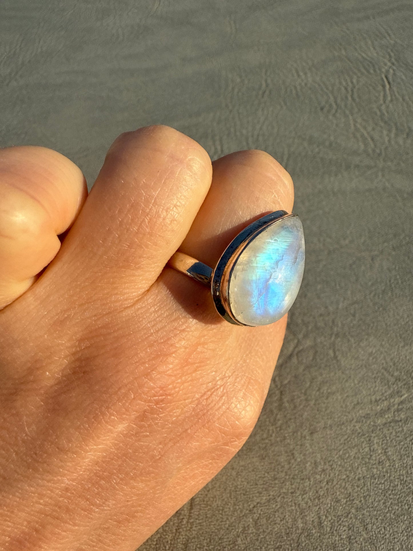Adjustable Moonstone 925 Silver Ring
