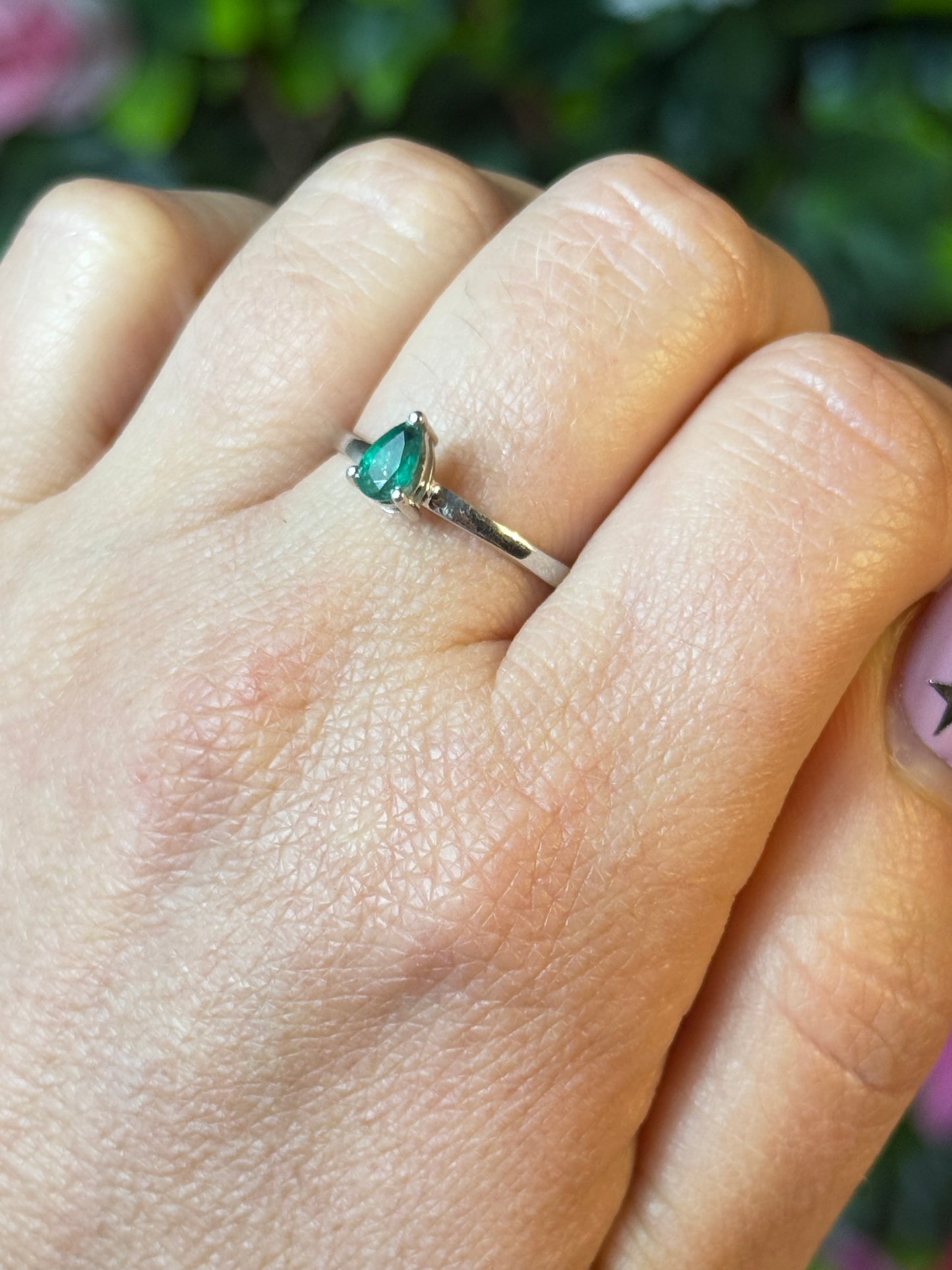 Zambian Emerald - Rare 925 Silver Ring - Size P 1/2