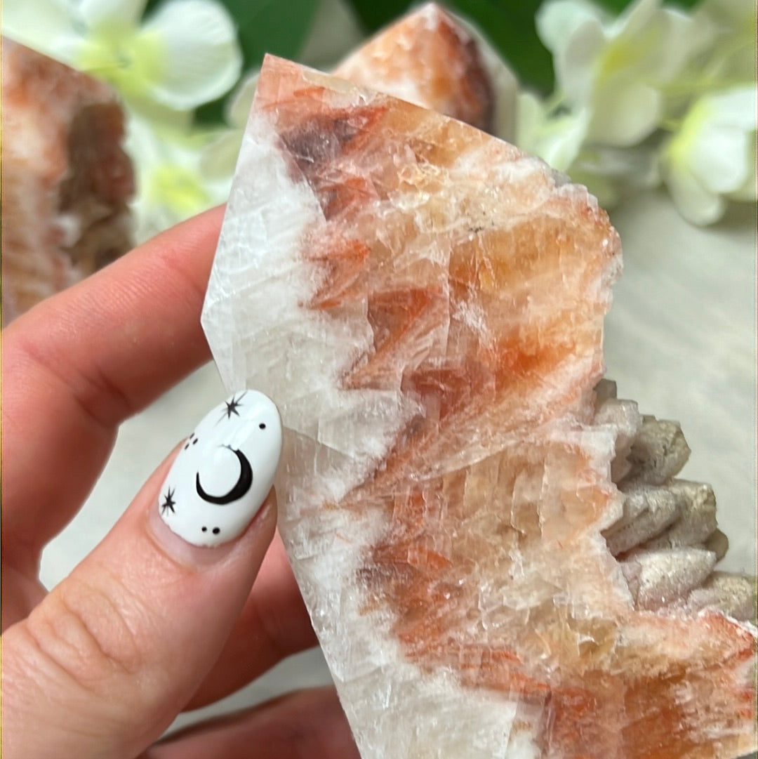 Sunstone, Orchid & Orange Calcite Druzy Tower Points