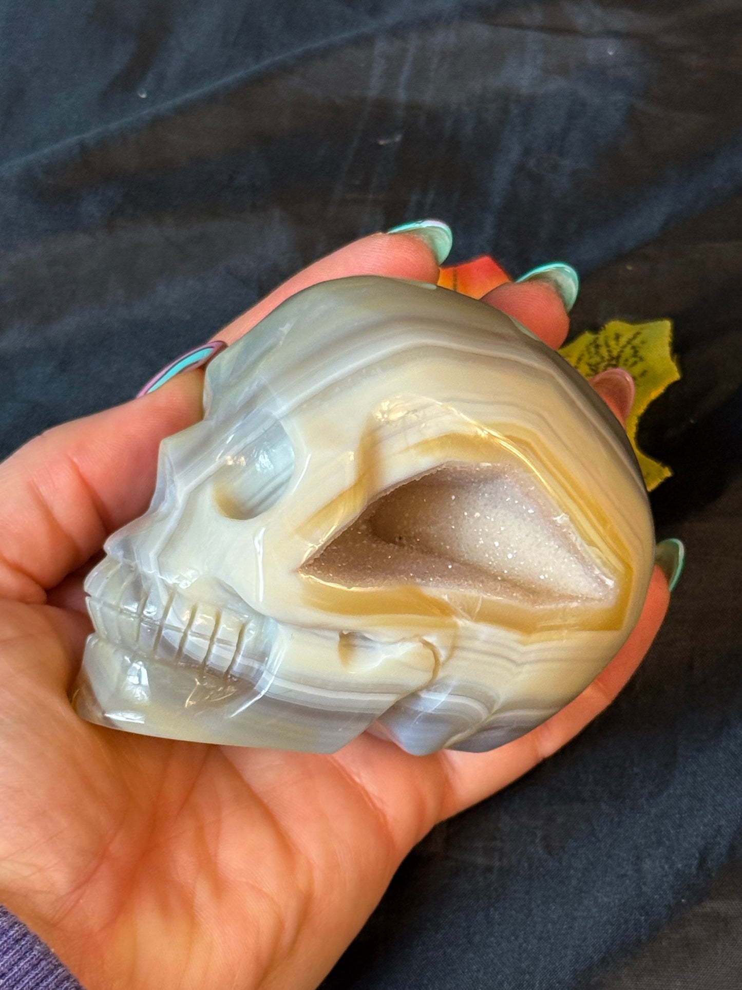 Druzy Agate Skull