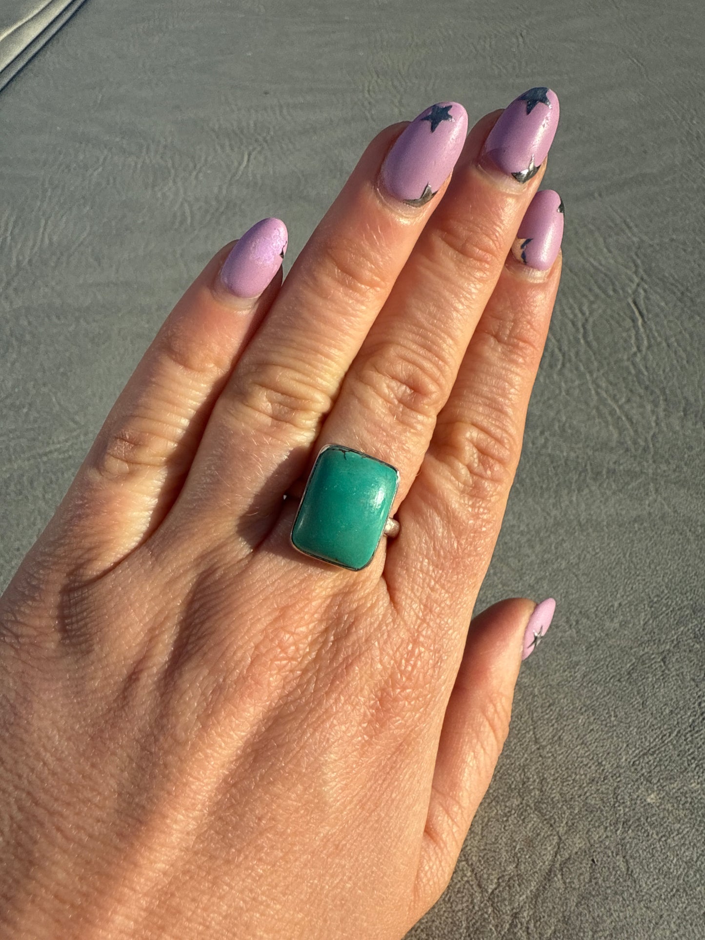 Tibetan Turquoise 925 Silver Ring - Size N 1/2 - O
