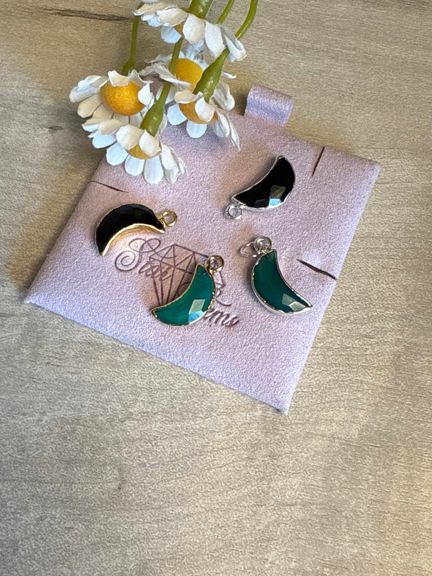 Moon Facet Cut - 925 Silver / 18ct gold electroplated Pendant Charm