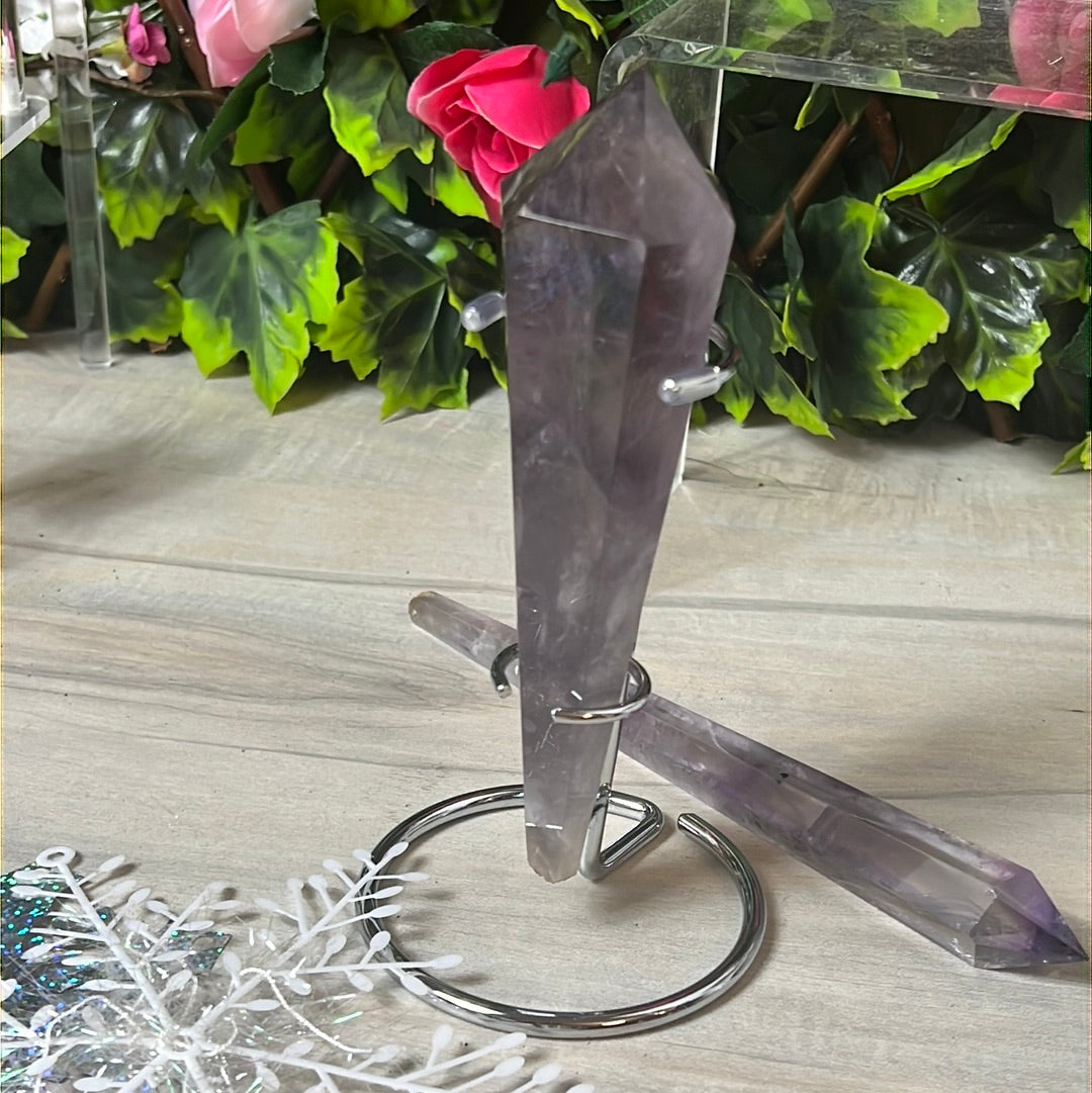 Statement Phantom Fingerprint Amethyst Smokey Quartz Wand