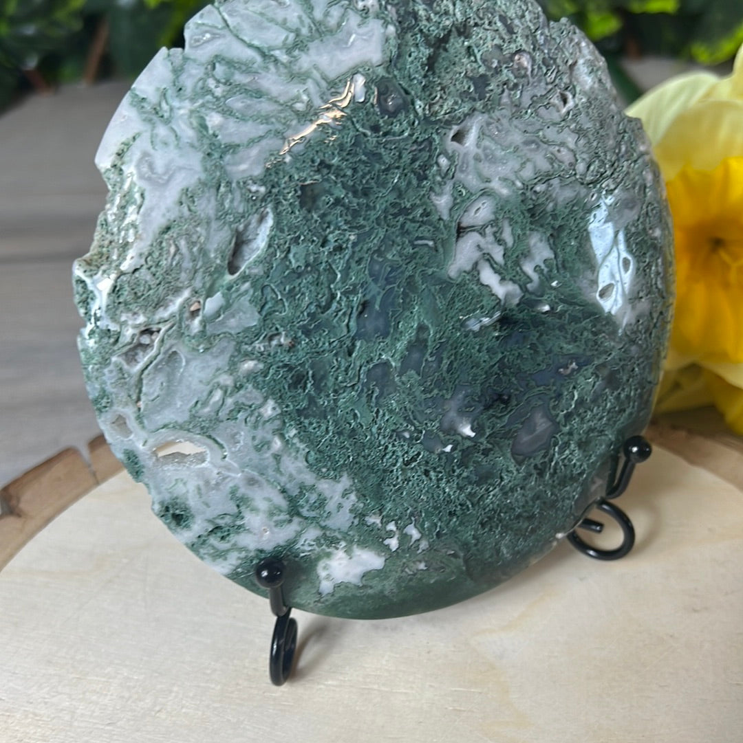 Moss Agate Druzy Disc Cookie