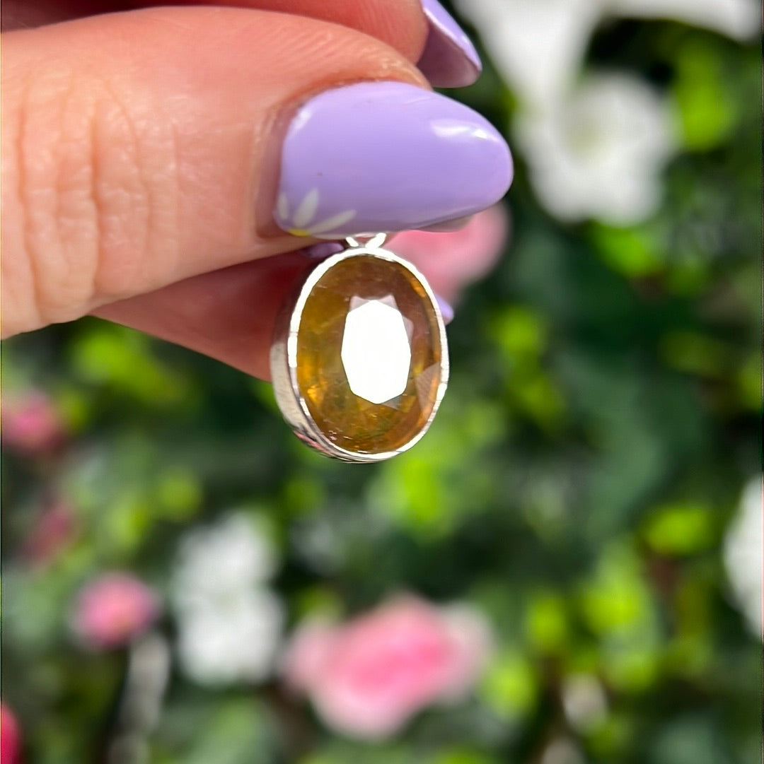 Yellow Sapphire - Sterling 925 Silver Pendant RARE