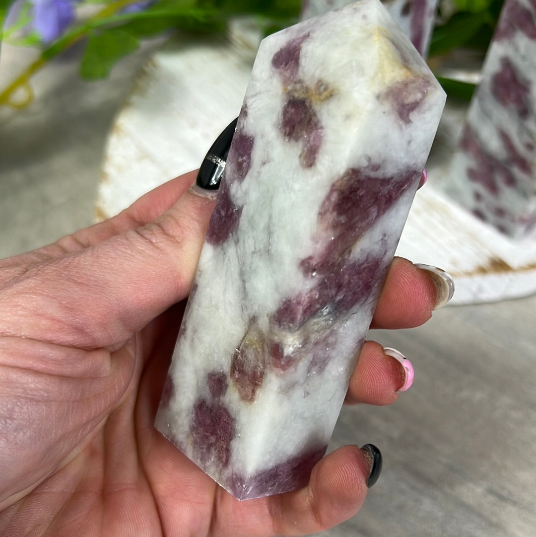 Pink tourmaline and aquamarine Towers Tower Point