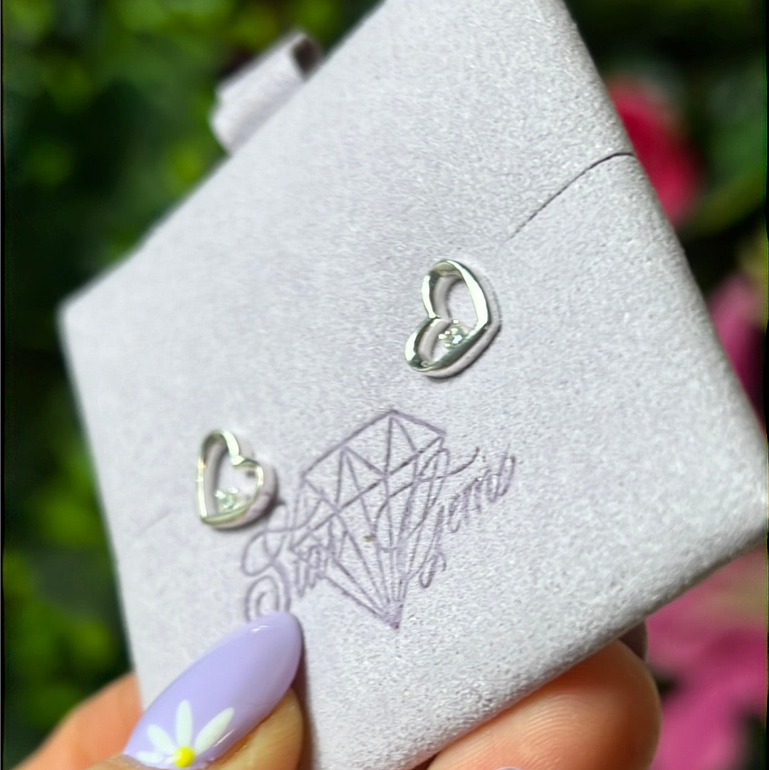 Bling Heart 925 Sterling Studs Earrings