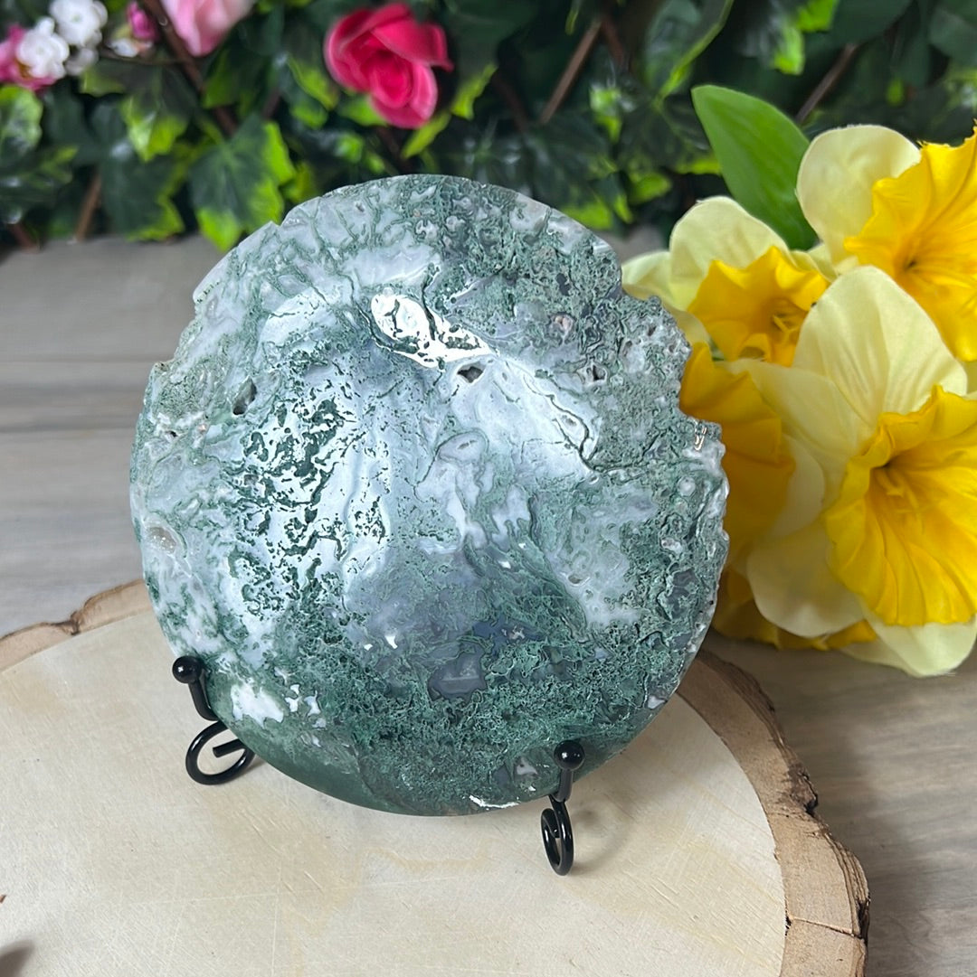 Moss Agate Druzy Disc Cookie