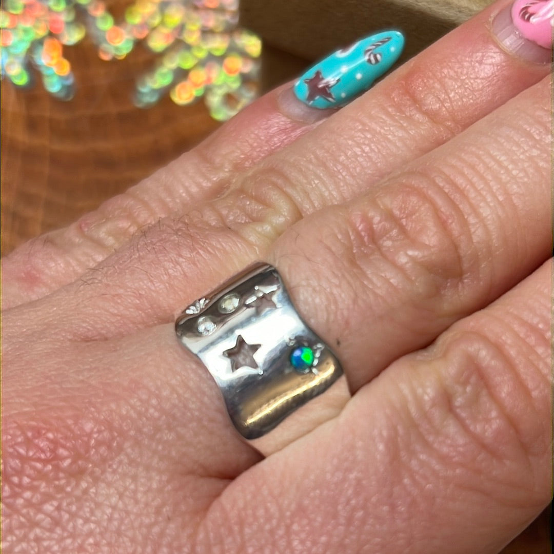 Tala Lani Opal Moon - 925 Sterling Silver Ring