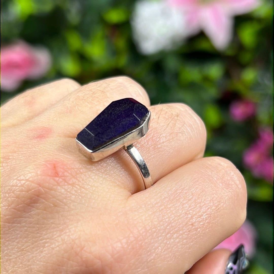 Amethyst Coffin 925 Sterling Silver Ring - Size U 1/2