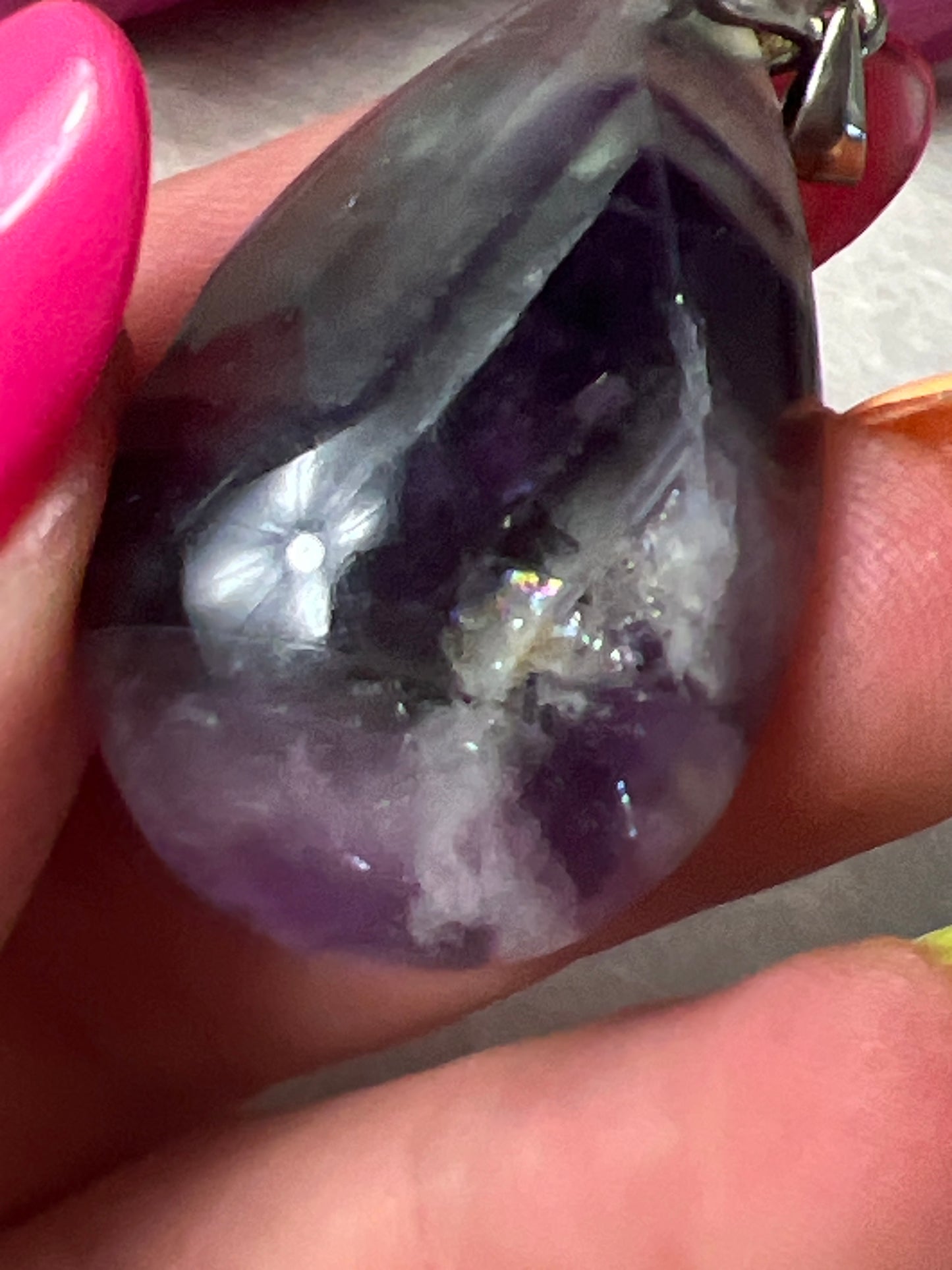 Fluorite snowflake teardrop Pendant - 925 Sterling Silver