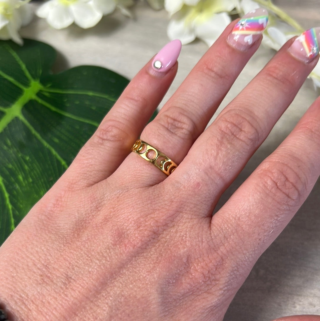 18K Gold Lunar Moon Phase Ring