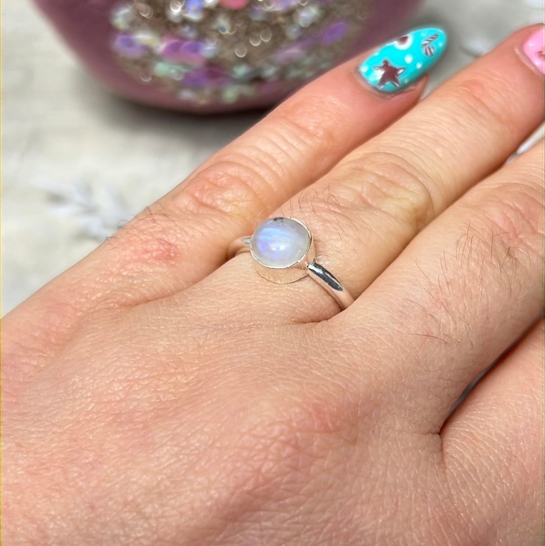 Moonstone 925 Sterling Silver Ring - Size K 1/2