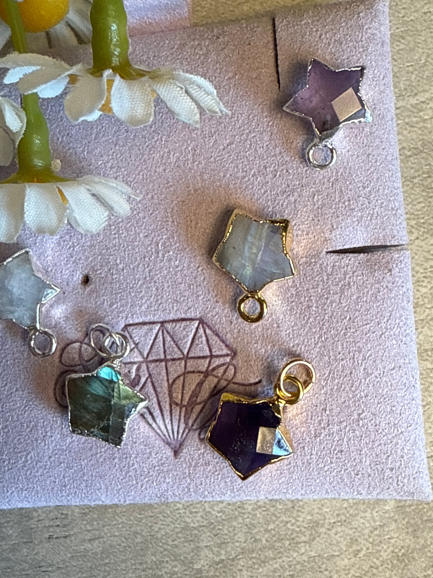 Star Facet Cut - 925 Silver / 18ct Gold electroplated Pendant Charm