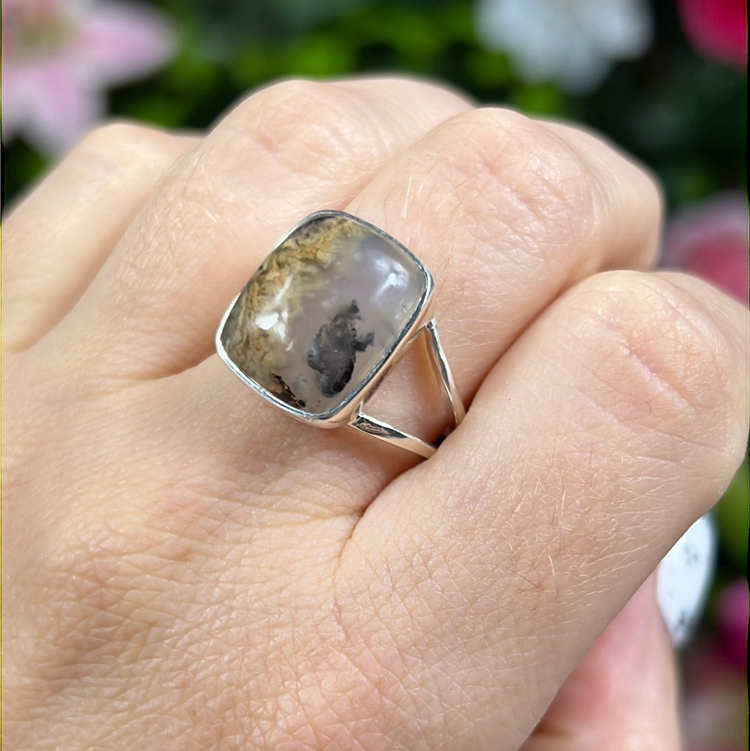 Tiger Agate 925 Ring - Size S