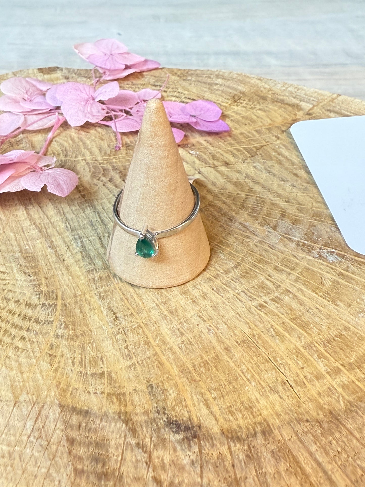 Zambian Emerald - Rare 925 Silver Ring - Size P 1/2