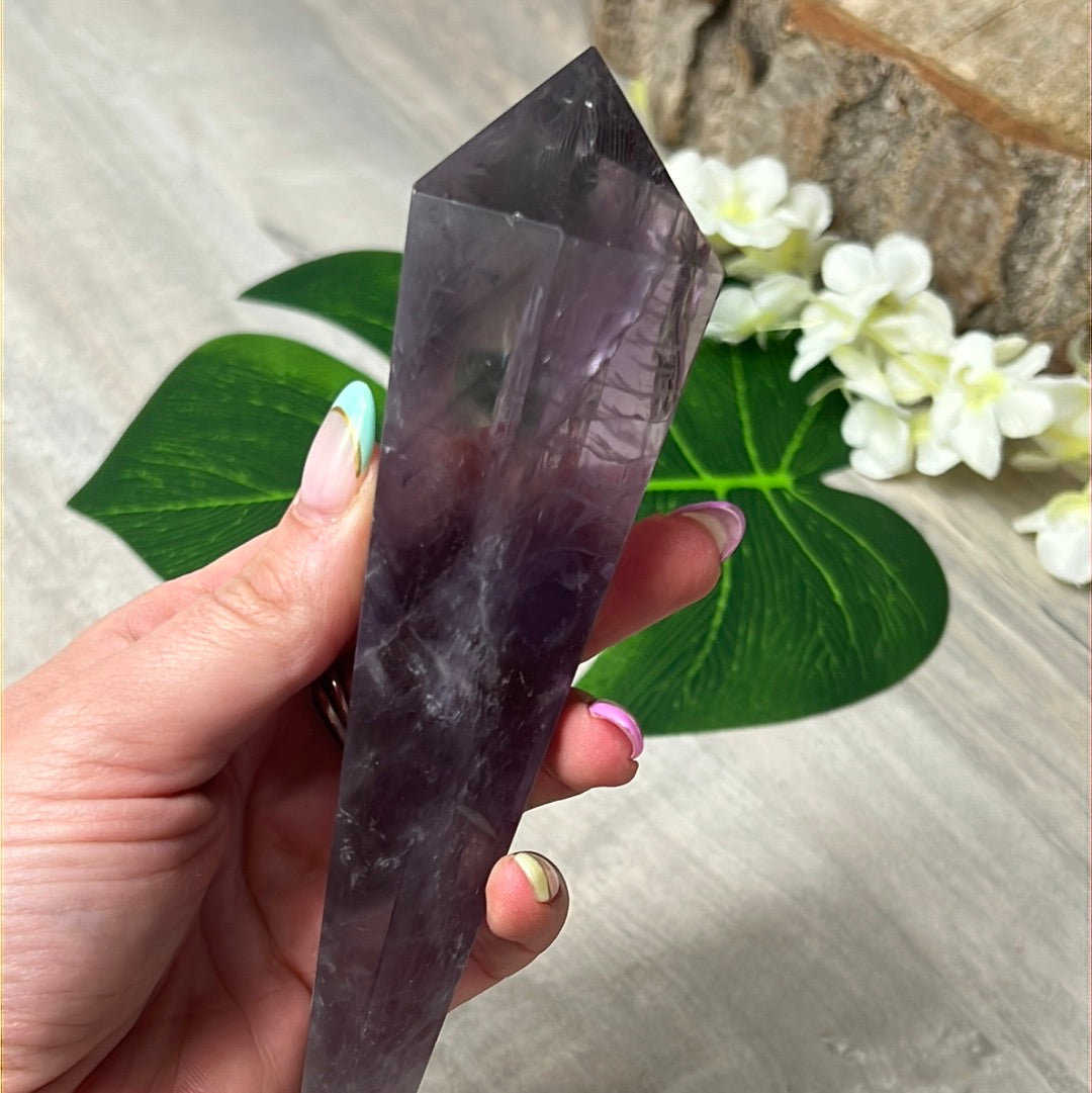 Statement Phantom Fingerprint Amethyst Smokey Quartz Wand