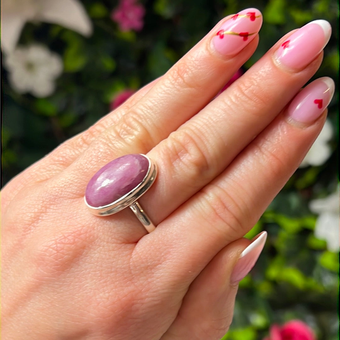 Pink Tourmaline 925 Silver Ring - Size S - S 1/2  AA GRADE