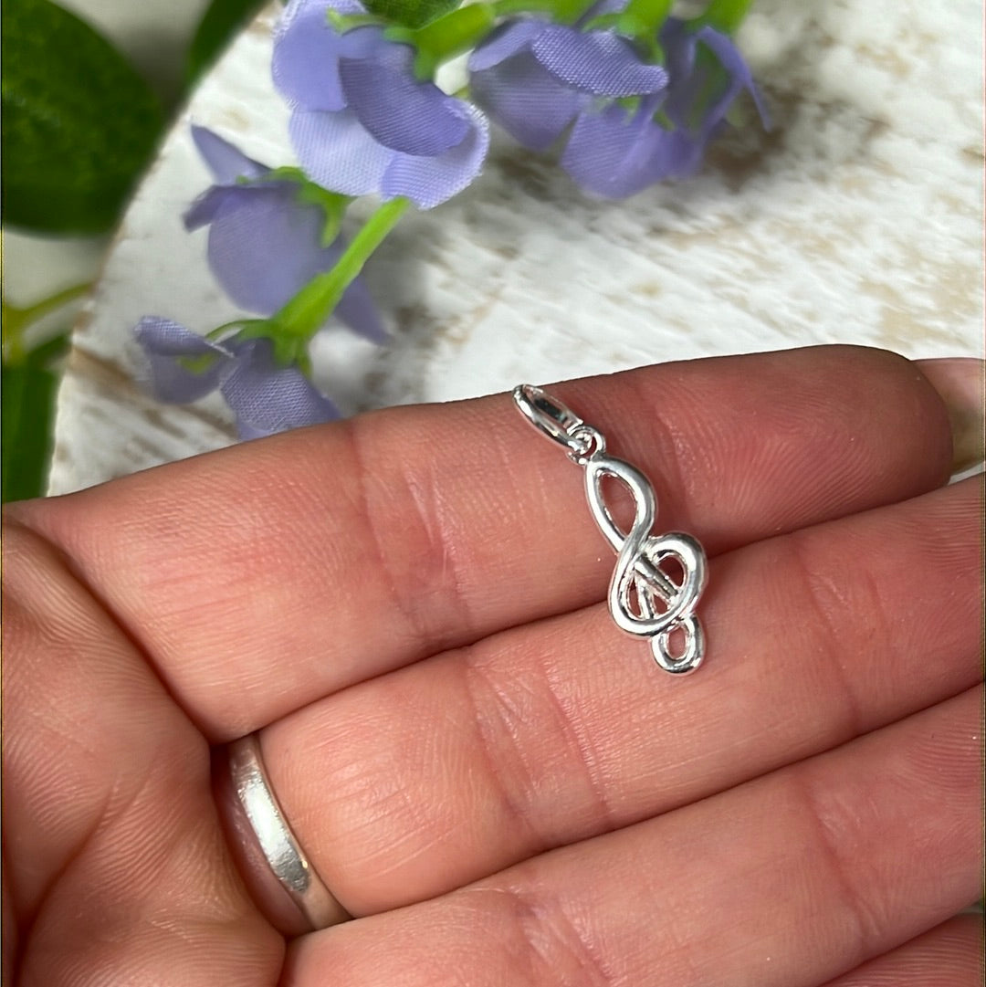 Music Clef 925 Sterling Silver Pendant Charm