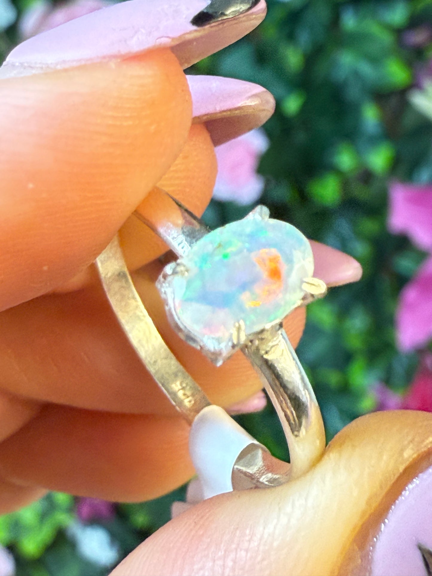 Ethiopian Opal 925 Silver Ring - Size S