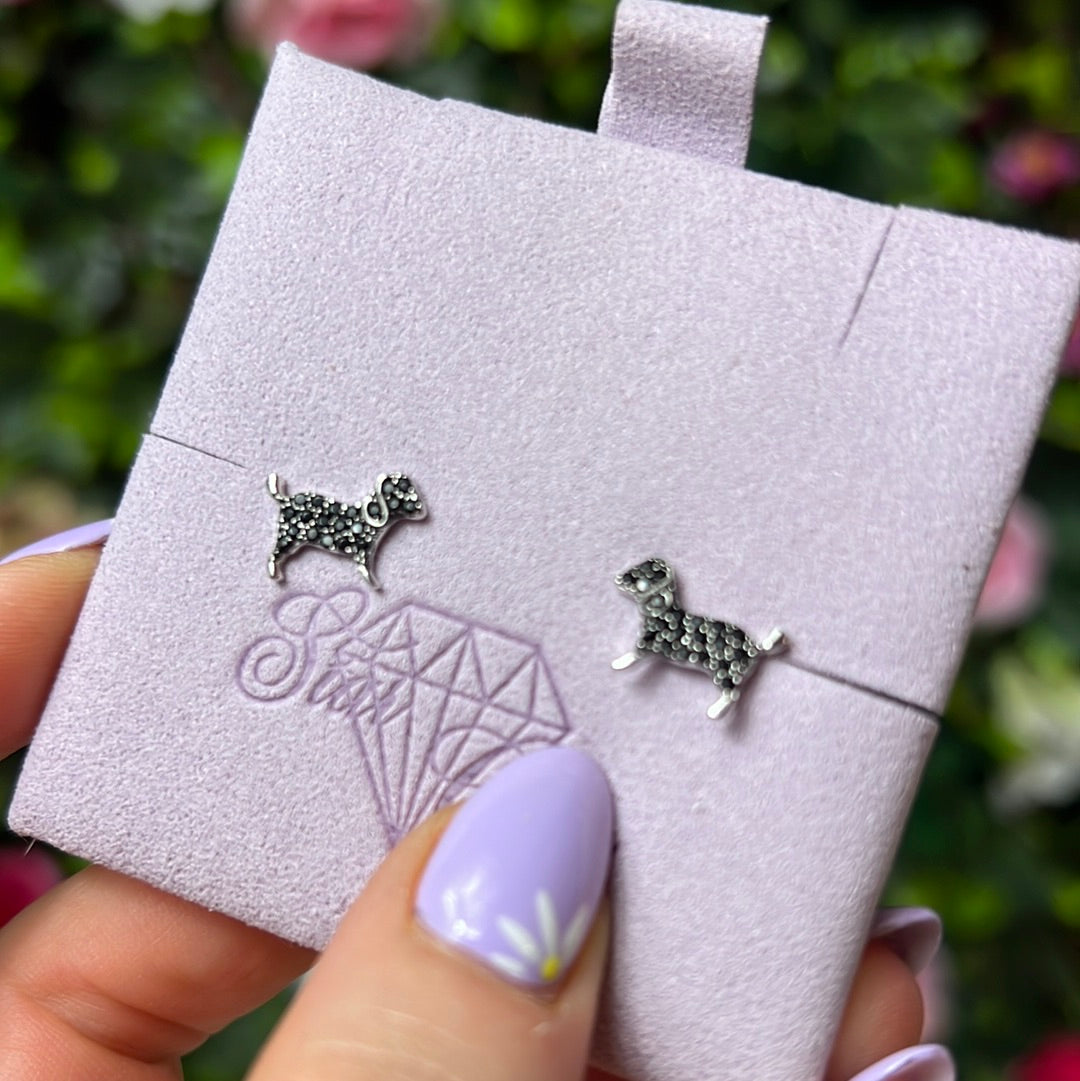 Dog Sterling Studs Earrings