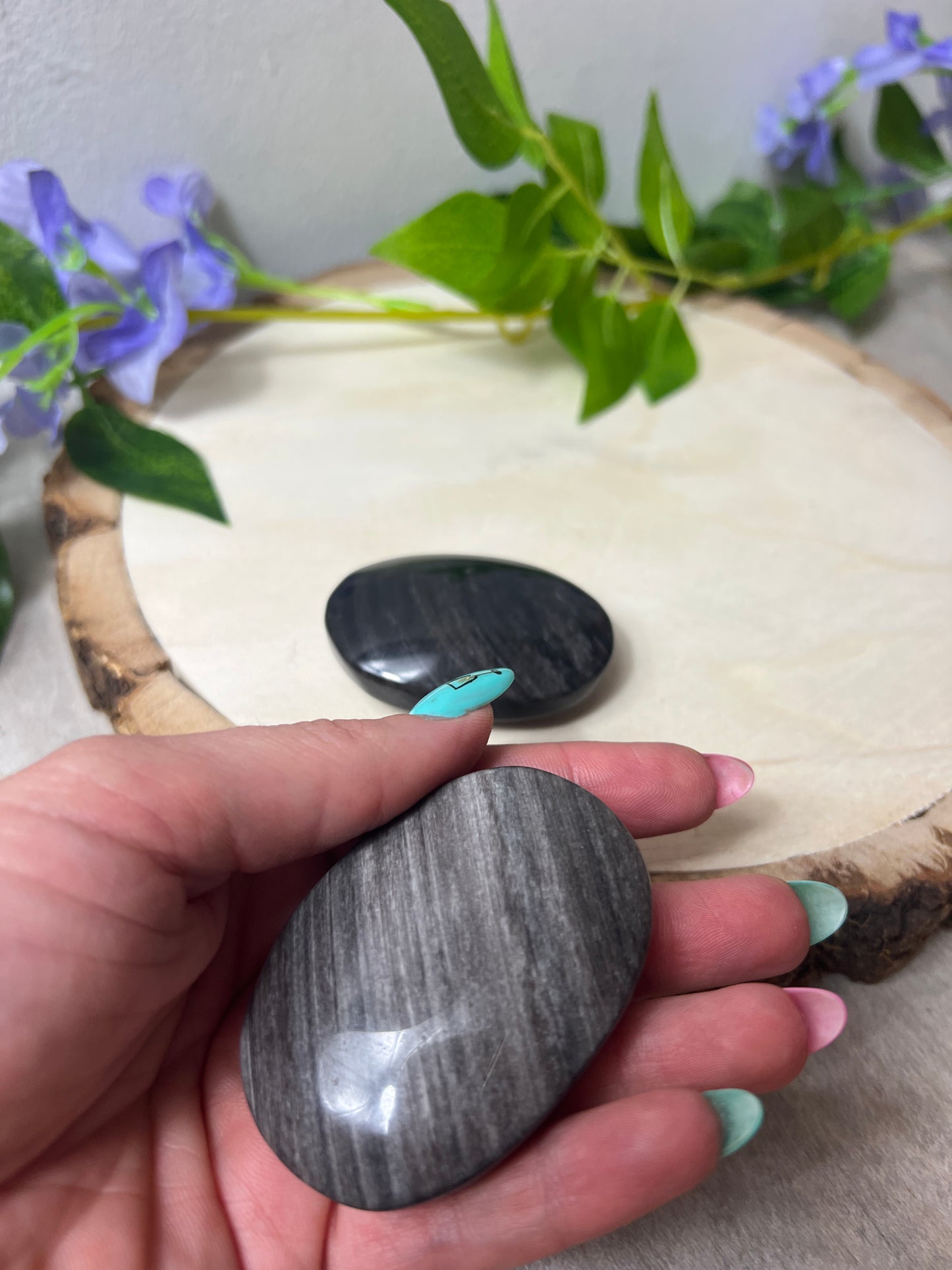 Silver Sheen Obsidian Palm